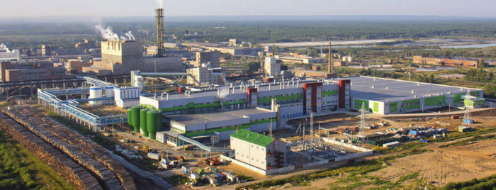 Панорама завода по производству бумаги в Коряжме компании Inatrnetional Paper (США)